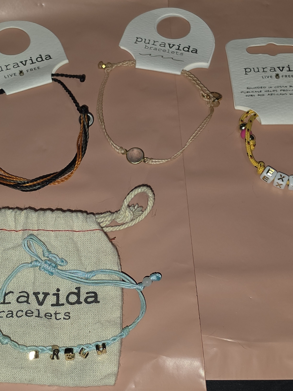 70+ Pura Vida Beaded & Cord Bracelet Set- Pink, Beige, Yellow, Black, Light Blue